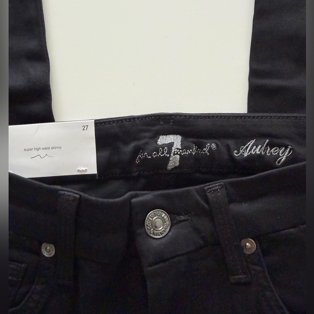 NWT 7 for All Makind Aubrey Caviar Side Stripe Slim Illusion Jeans in Luxe  27
* - Picture 7 of 11